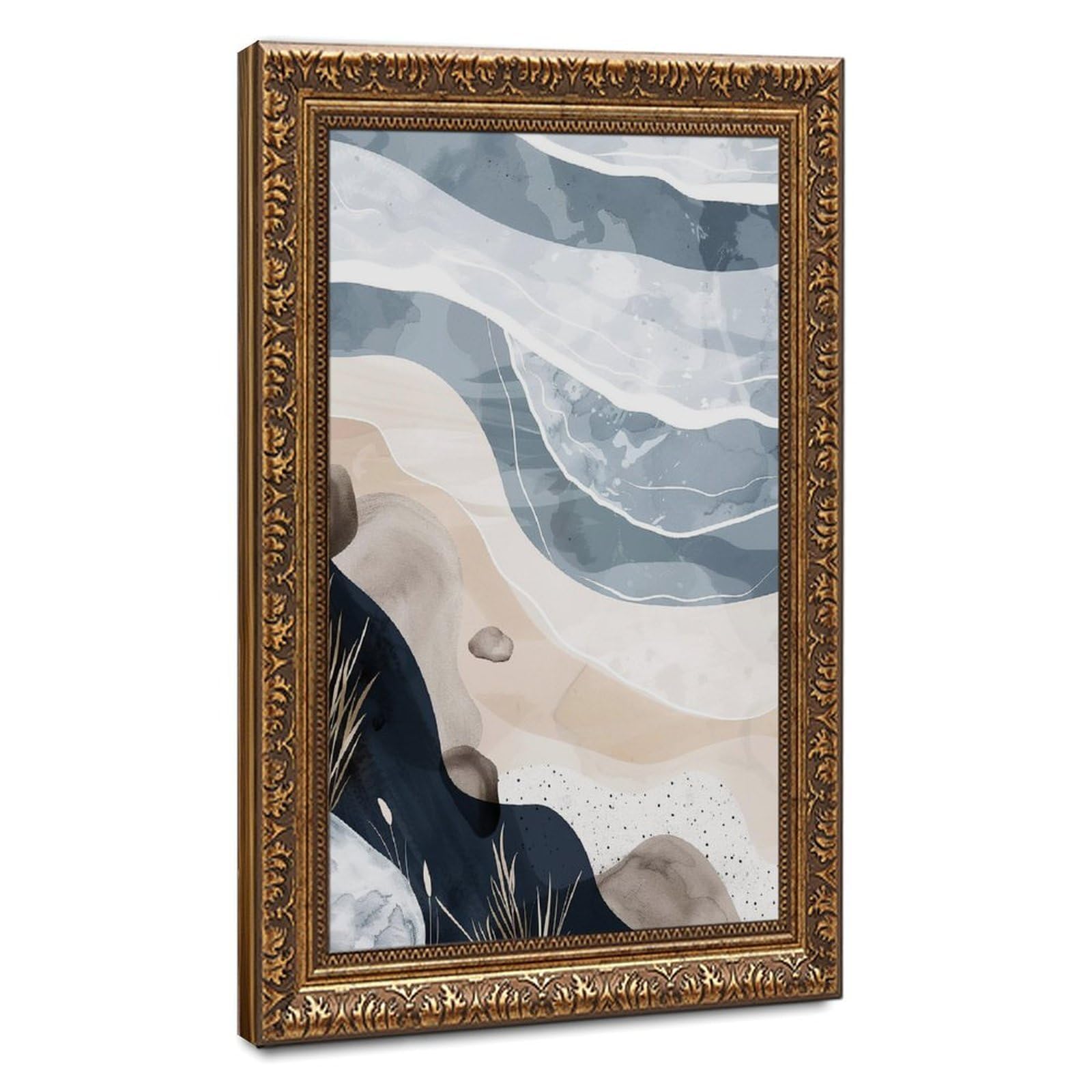Bareronor Neutral Shoreline Canvas Poster Bedroom Decor Landscape Office Room Decor Gift 16" L X 24" W
