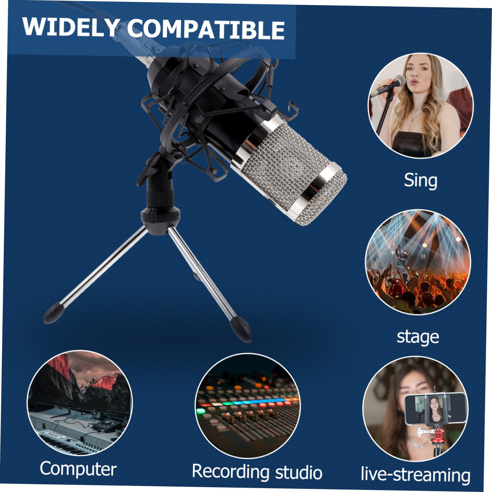 Microfono Condensatore con Alimentazione Multiuso per Ktv Conferenze e Live Streaming Kit Leggero e Professionale