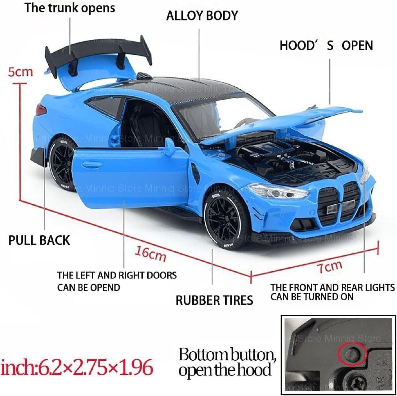 WORSHIPER BMW M4 Diecast Car - Sound & Lights! -3