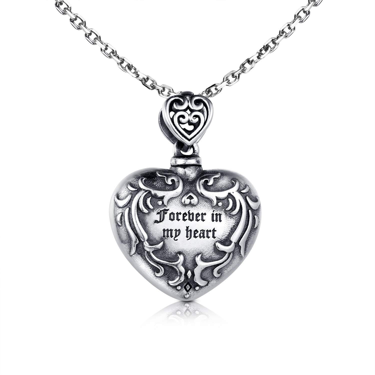 STROLLGIRL 925 Sterling Silver Always In My Heart Urn Necklace Ashes Holder Keepsake Memorial Pendant Heart Cremation Jewelry