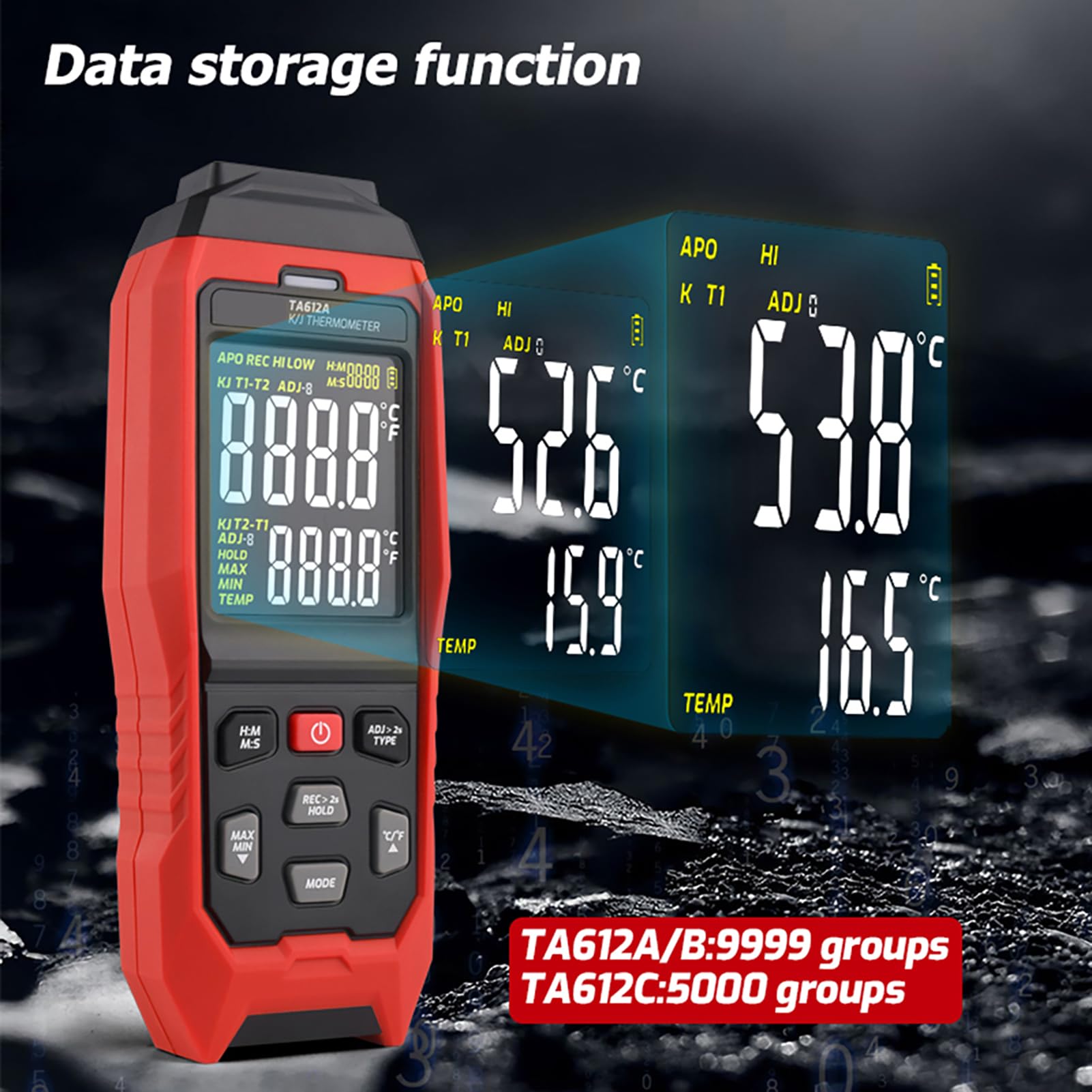Hochpräzises Digitales K/J-Thermoelement-Thermometer mit Datenspeicher – Perfekt für Labor- und Industrieumgebungen (TA612B)