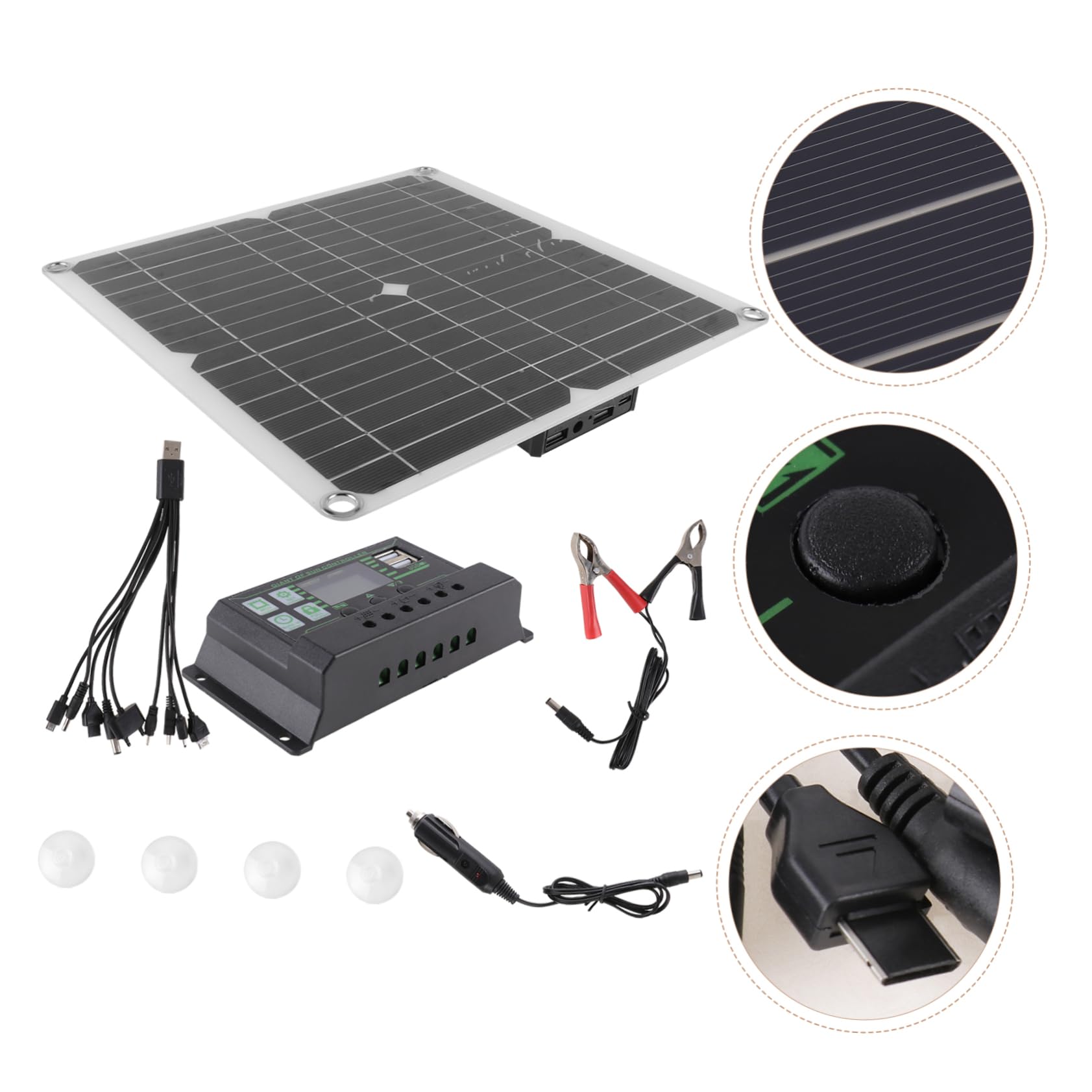 1 Juego Kit de Panel Solar para Carga de Batería Fuente de Energía de Emergencia para Actividades al Aire Resistente al Agua y Ligero para Camping y