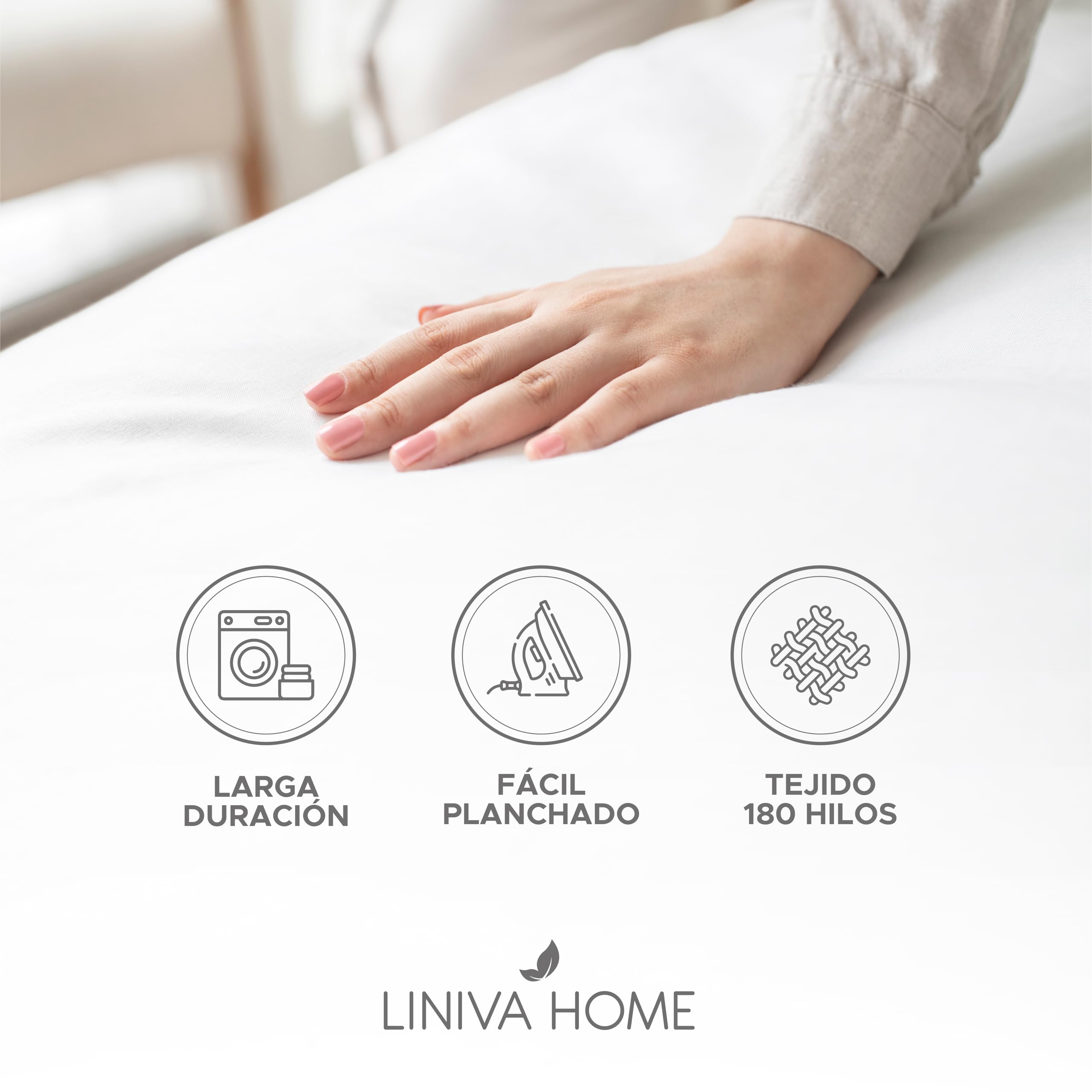 Liniva Home Juego de Sábanas de Hostelería - Colección Victorio - 100% Algodón - Fácil Planchado - Color Blanco | Cama 150 cm (2 Almohadas)