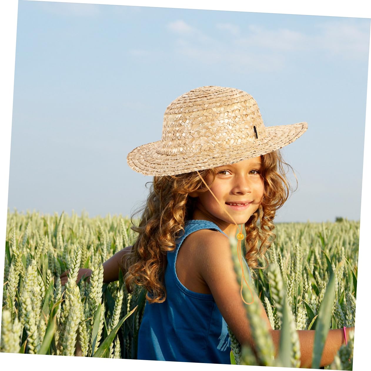 Holibanna Chapeau De Paille Tissé pour Garçon Fille Protection Solaire Large Bord Ajustable pour Plage Et Activités Extérieures Chapeau pour Garçons Et Filles