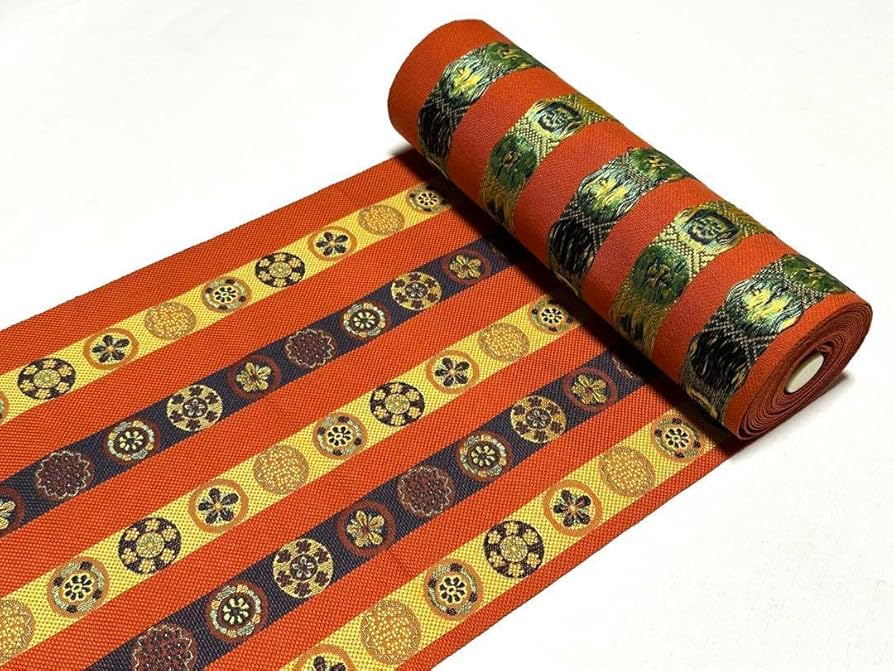 Amazon.co.jp: 和服帯 西陣織 花家紋模様 名古屋帯 反物 未