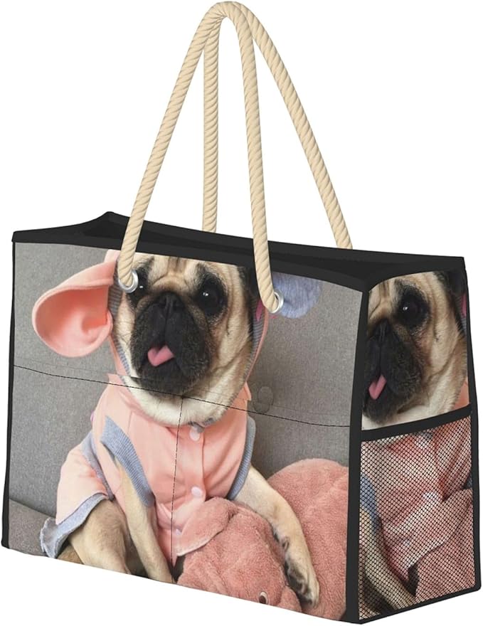 Lovely Little Dog Beach Bag For Women Waterproof Sandproof Large