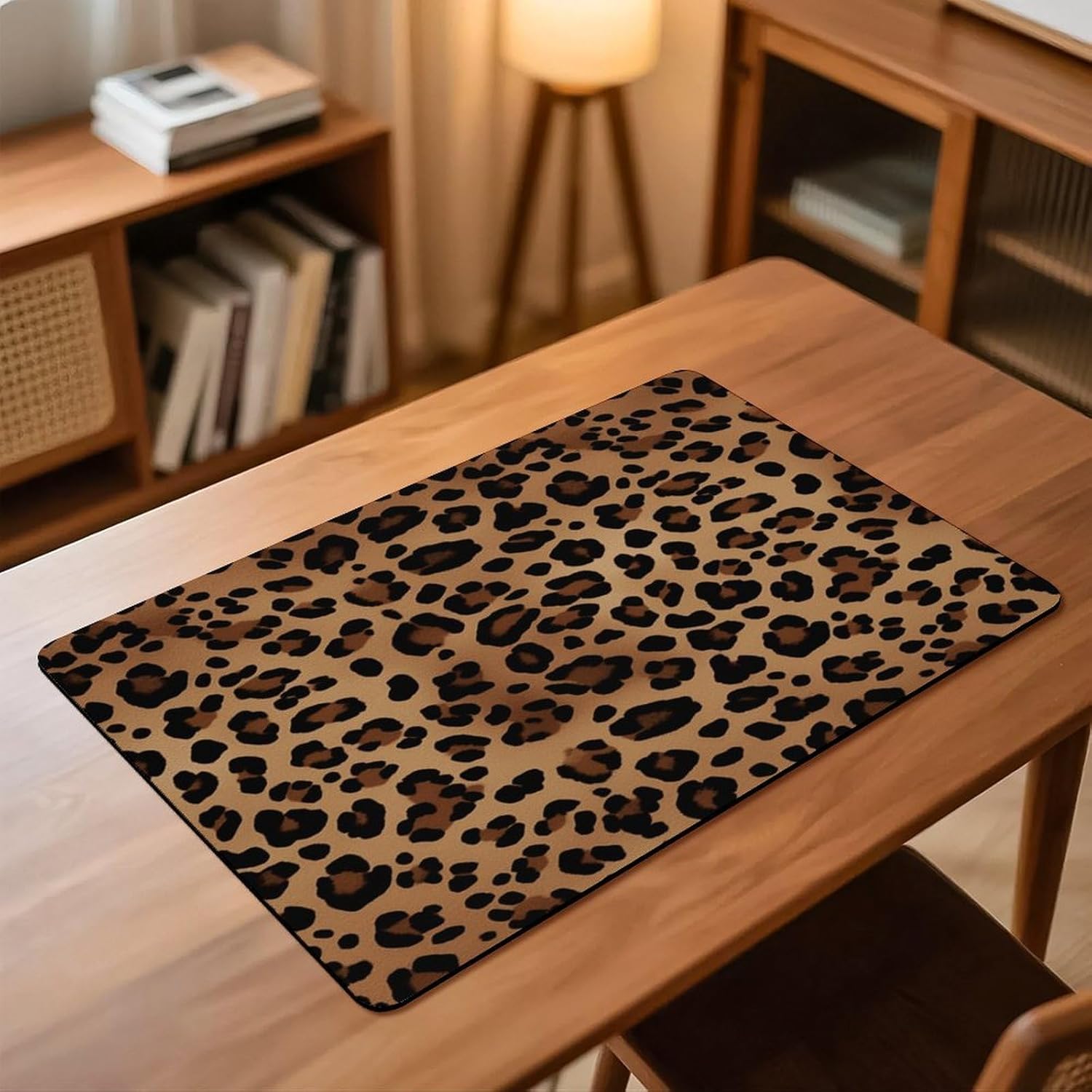 Leopard Print Drying Mat for Kitchen Counter 20x28 inch, Diatomite Dish Drying Mat, Non-Slip, Absorbent Dish Drainer Pad for Coffee & Utensils, Kitchen Decor Mats