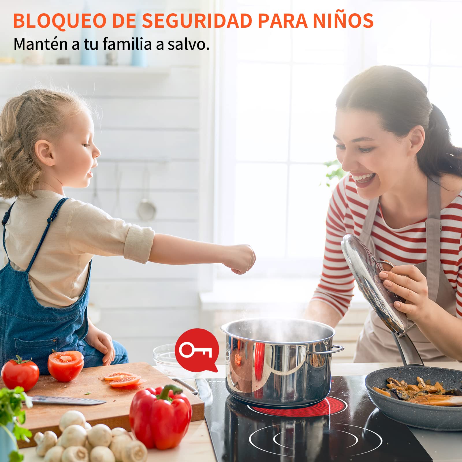 Suodi Encimera vitroceramica con 2 zonas de Inducción, Negro
