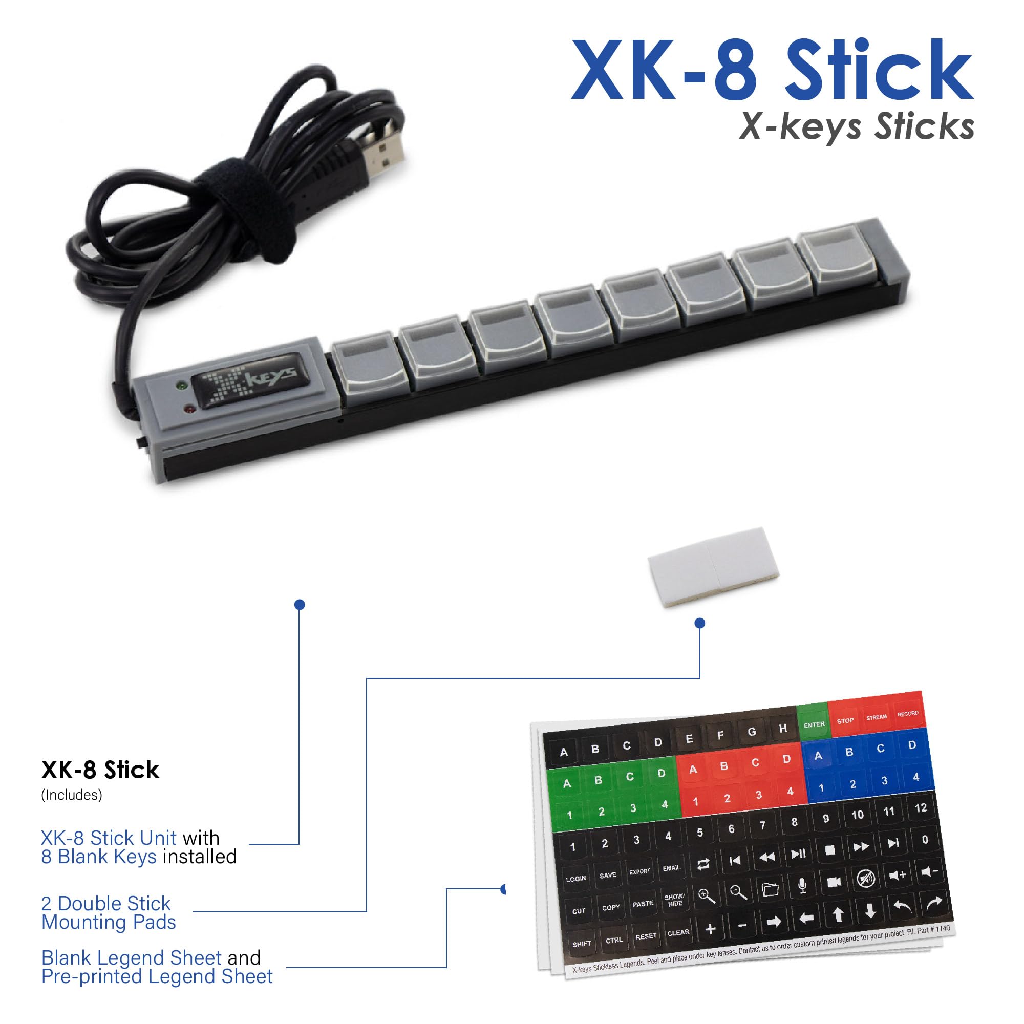 Amazon | XKS-08-USB-R X-keys 8ｷｰ USBｽﾃｨｯｸ | X-Keys | パソコン用