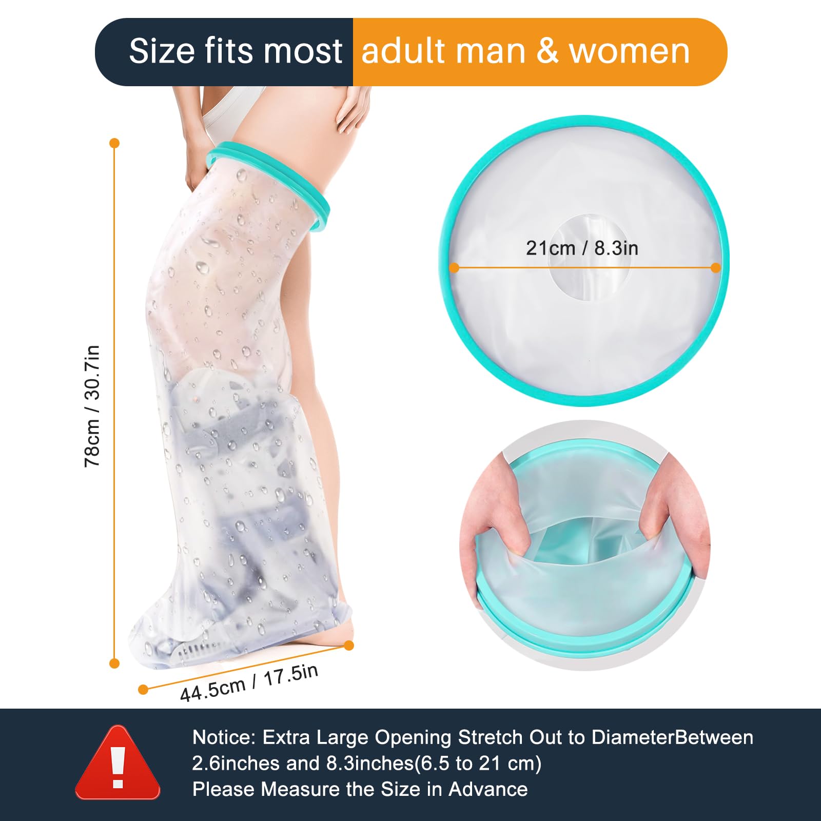 WenYa Adult Leg Cast Cover for Shower, Plaster Cast Waterproof Cover Full Leg with Sealing Ring, Reusable Cast Bandage Shower Protector for Leg Injured Adults Shower - Image 2