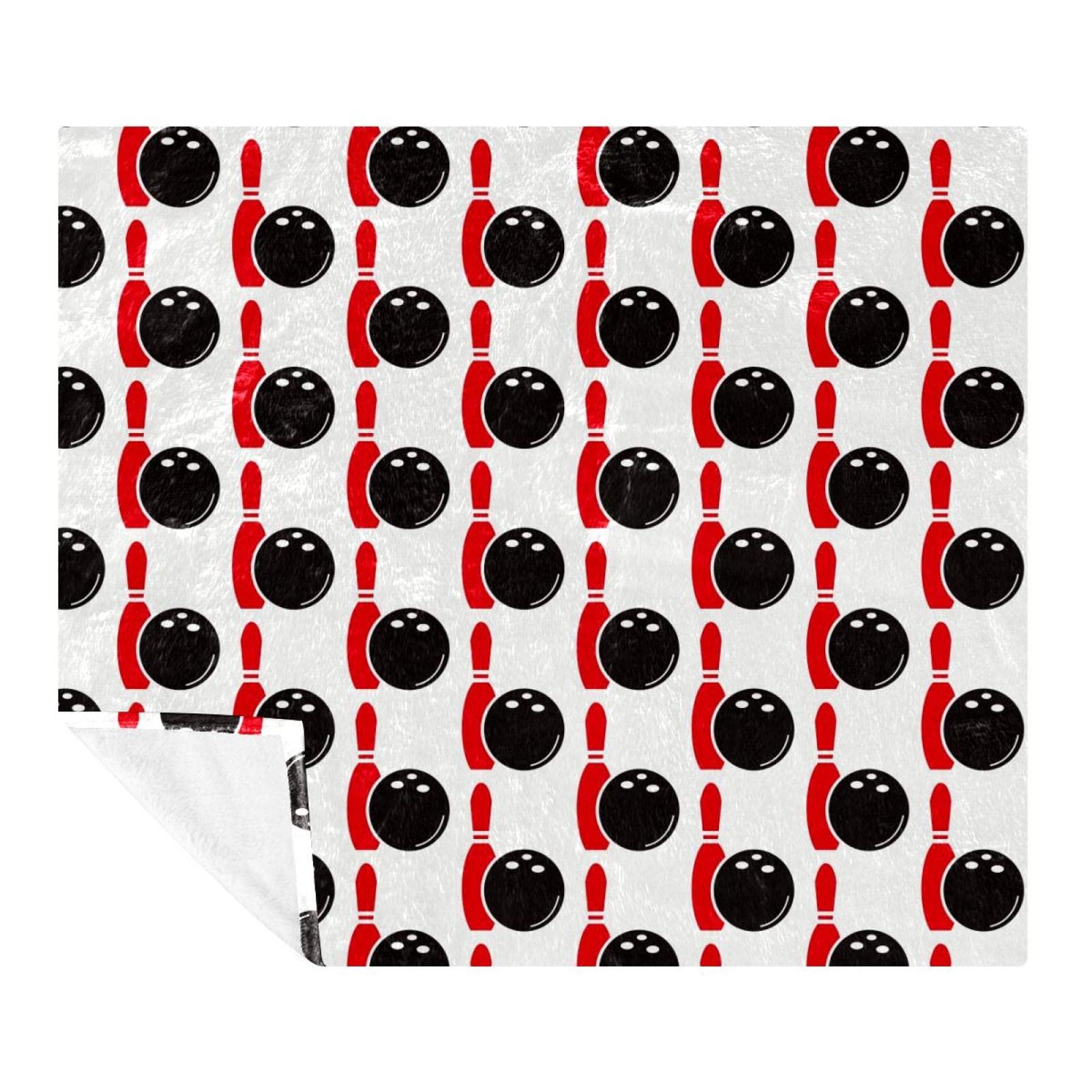 Couverture polaire bowling 150x200 cm plaid microfibre lit canapé
