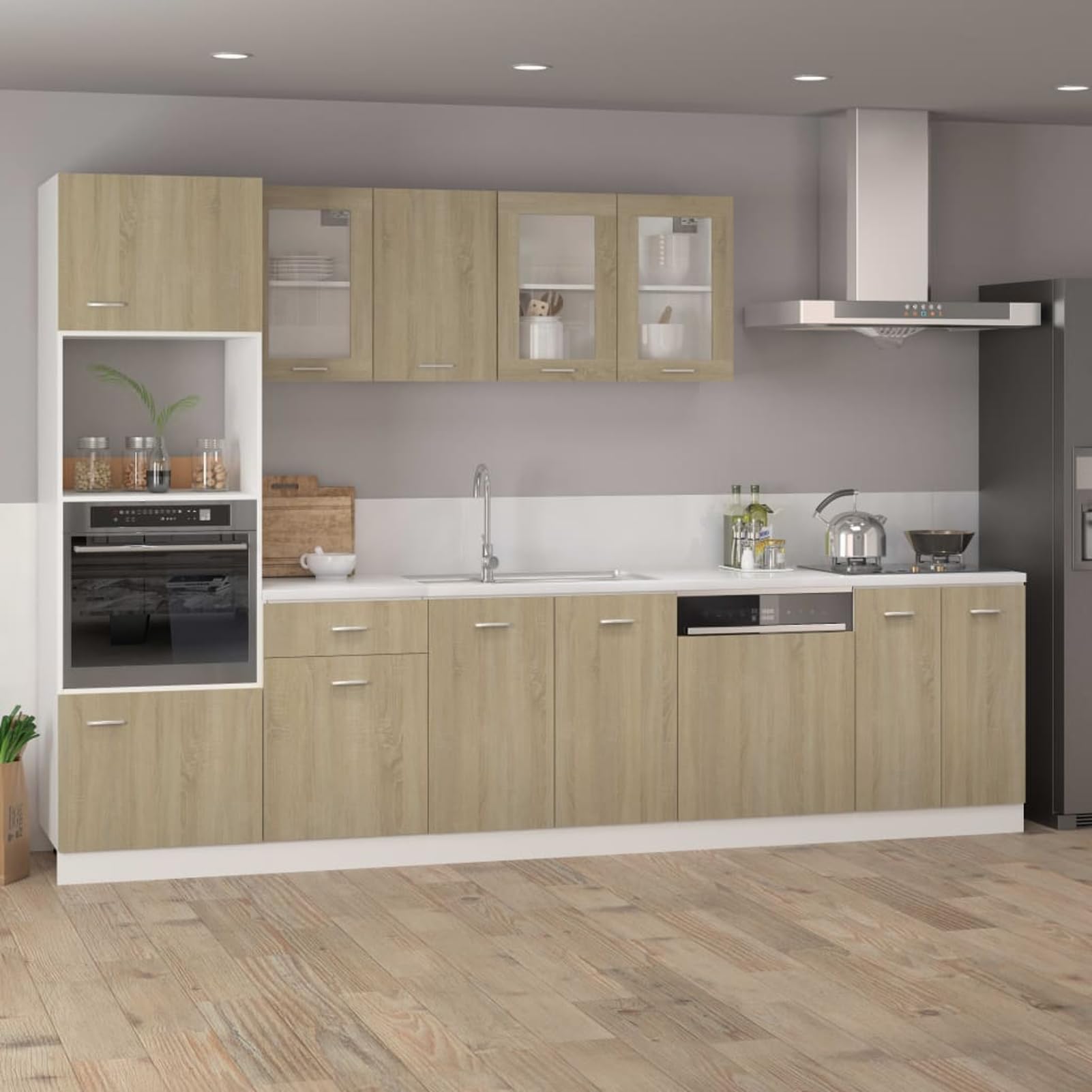Gecheer Hängeschrank Lyon Sonoma-Eiche 39,5x31x60 cm Holzwerkstoff Wandschrank Lagerschrank Küchenschrank für Kochutensilien Vorräte