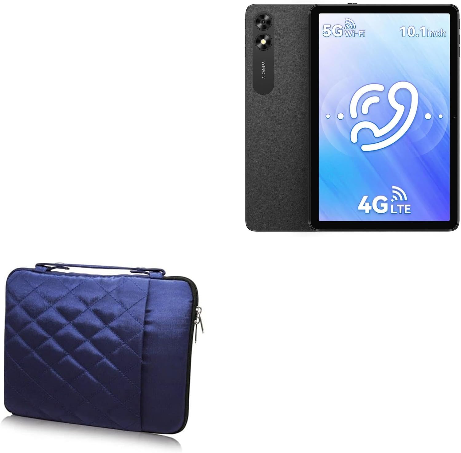 BoxWave Case Compatible with Umidigi G3 Tab - Quilted Carrying Bag, Soft Synthetic Leather Cover w/Diamond Design - Navy