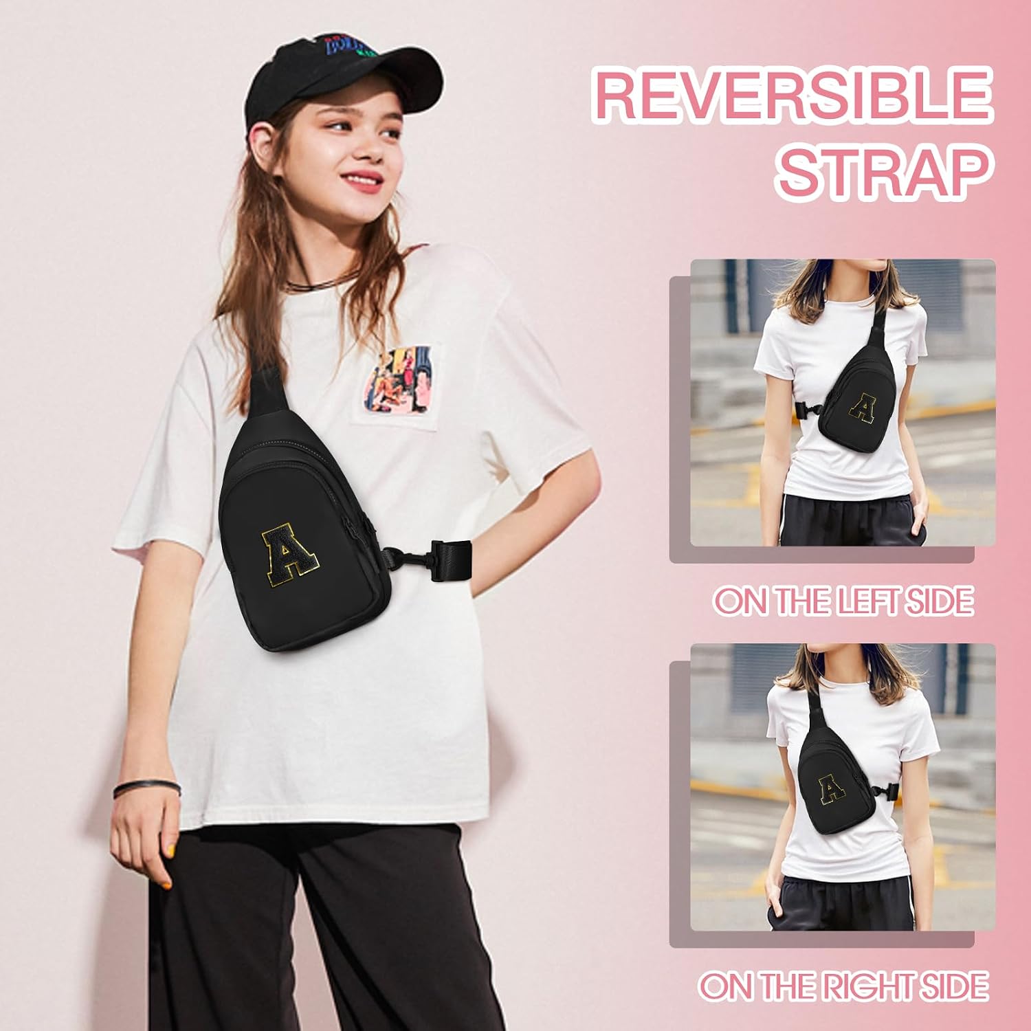 Viverte Small Initial Sling Bag for Girls & Women - Cute Crossbody Fanny Pack Gift image 3