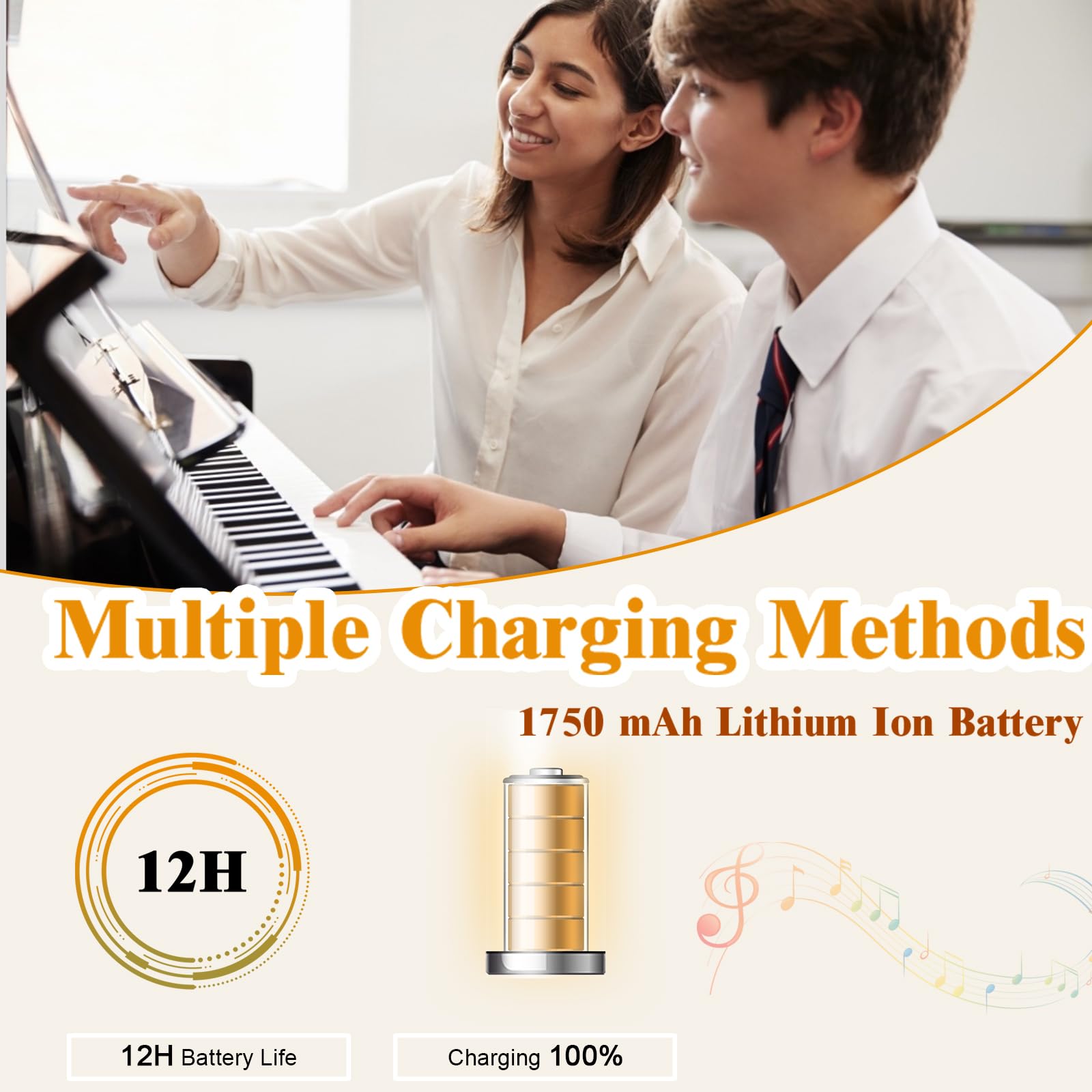 KOMFOTTEU Digitales Piano 88 Tastatur, Elektroklavier mit Bluetooth MIDI USB, elektronisches Klavier, Digitale Keyboard tragbar 128 Rhythmen Digitalpiano Set für Kinder Anfänger (Weiß)