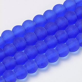 50 Cuentas esmeriladas de Color Azul Real Redondas de 8 mm, espaciadores a Granel para Hacer Joyas, Redondas, predeterminadas