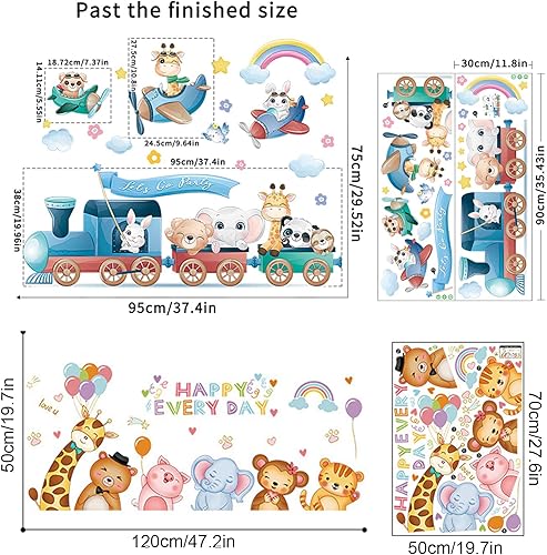 Miniatura 6 de SuperDuo Calcomanía de pared de animales, diseño de dibujos animados, papel tapiz autoadhesivo para decorar sala de estar, TV, sofá, fondo,