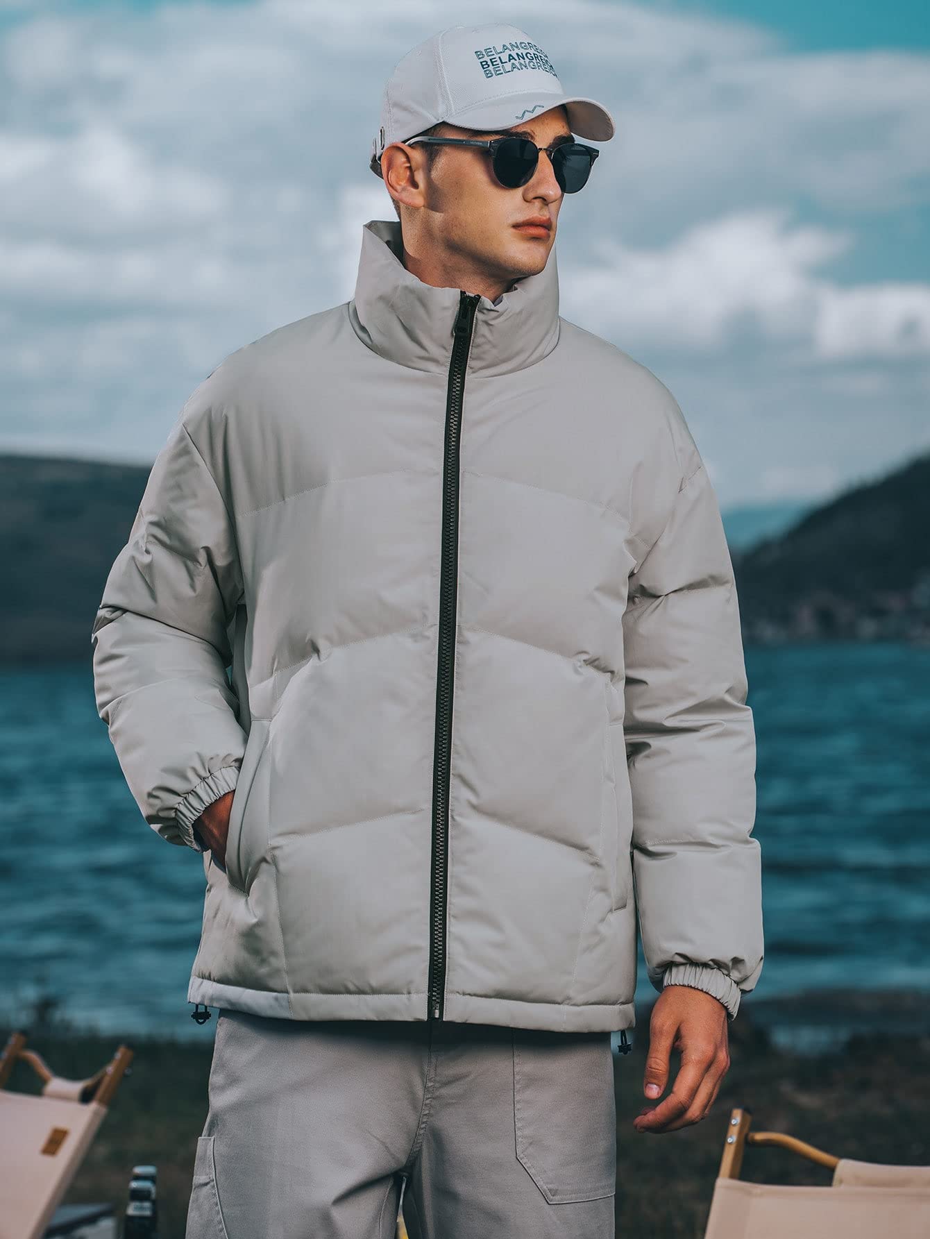 light grey puffer jacket men