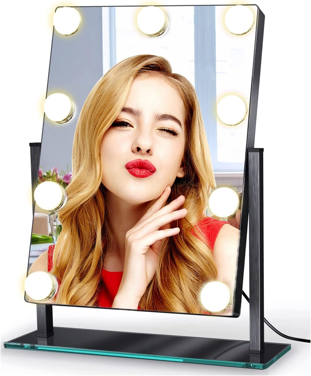 LUXFURNI Vanity Mirror with Makeup Lights, Large Hollywood Light up Mirrors, Smart
