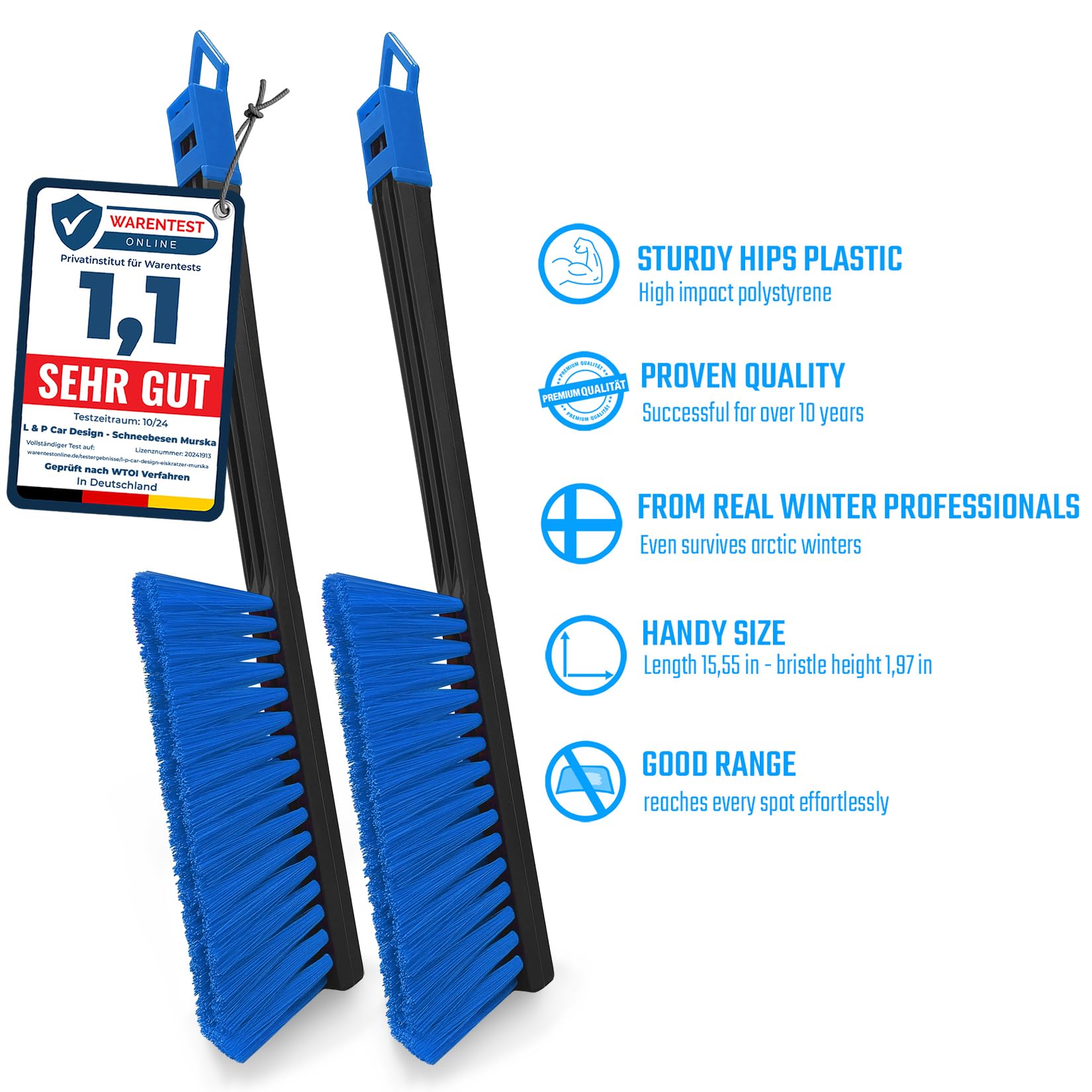 L&P A059-2 Spazzola da Neve Lunga Invernale per Auto 2 Pezzi Nero Blu