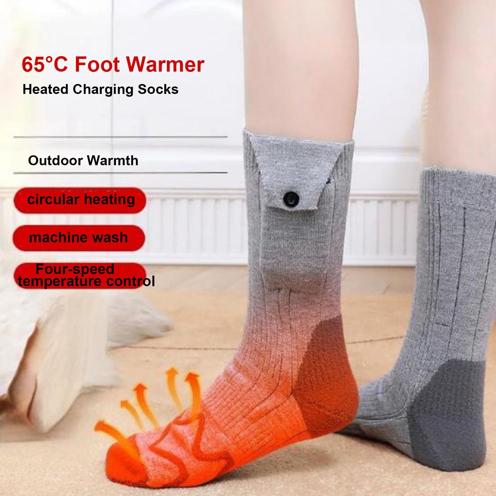 Calze Riscaldate a Batteria, Calzini Riscaldanti per Uomo & Donna, con Batteria da 5000 mAh, per Uomo e Donna, per Sci, Inverno, Caccia, Campeggio