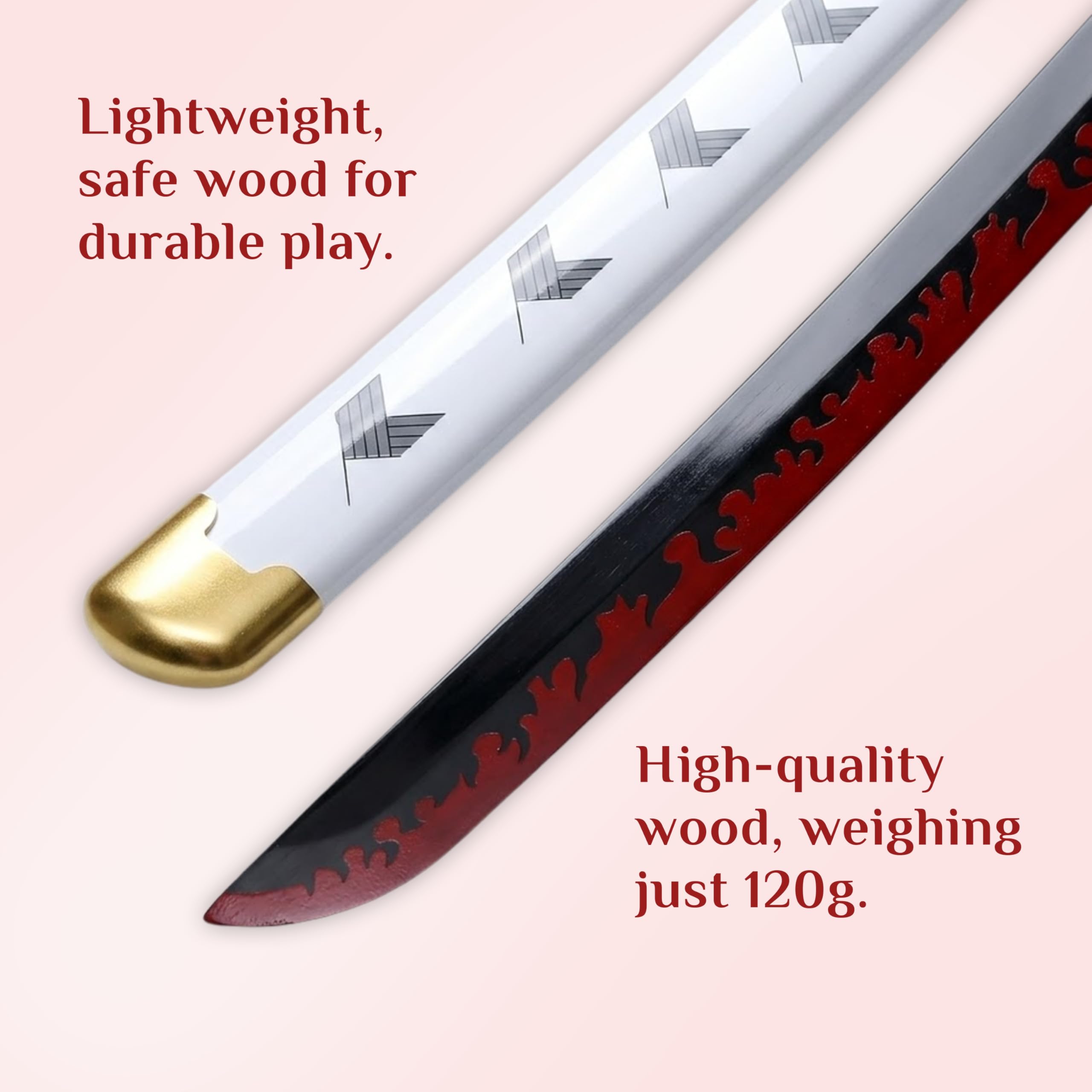 BAKA Demon Slayer Character Katana 42cm | Kyojuro Rengoku Style Anime Sword with Sheath | ABS Blade Practice Sword | Lightweight Cosplay Prop, Role Play & Display Collectible for Kids & Teens 2