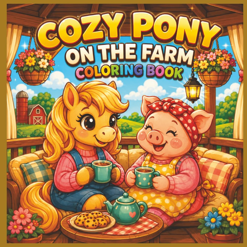 Cozy Pony on the Farm Coloring Book: Cute Pony Family Visiting Farm Friends – Cows, Pigs, Country Life and Cozy Adventures for Relaxation (Cozy Pony (Animal) Coloring Series)