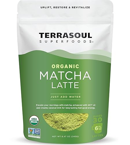 Terrasoul Superfoods Latte Matcha Orgánico  Grado Premium, Vegano y Sin Lácteos  8.47oz