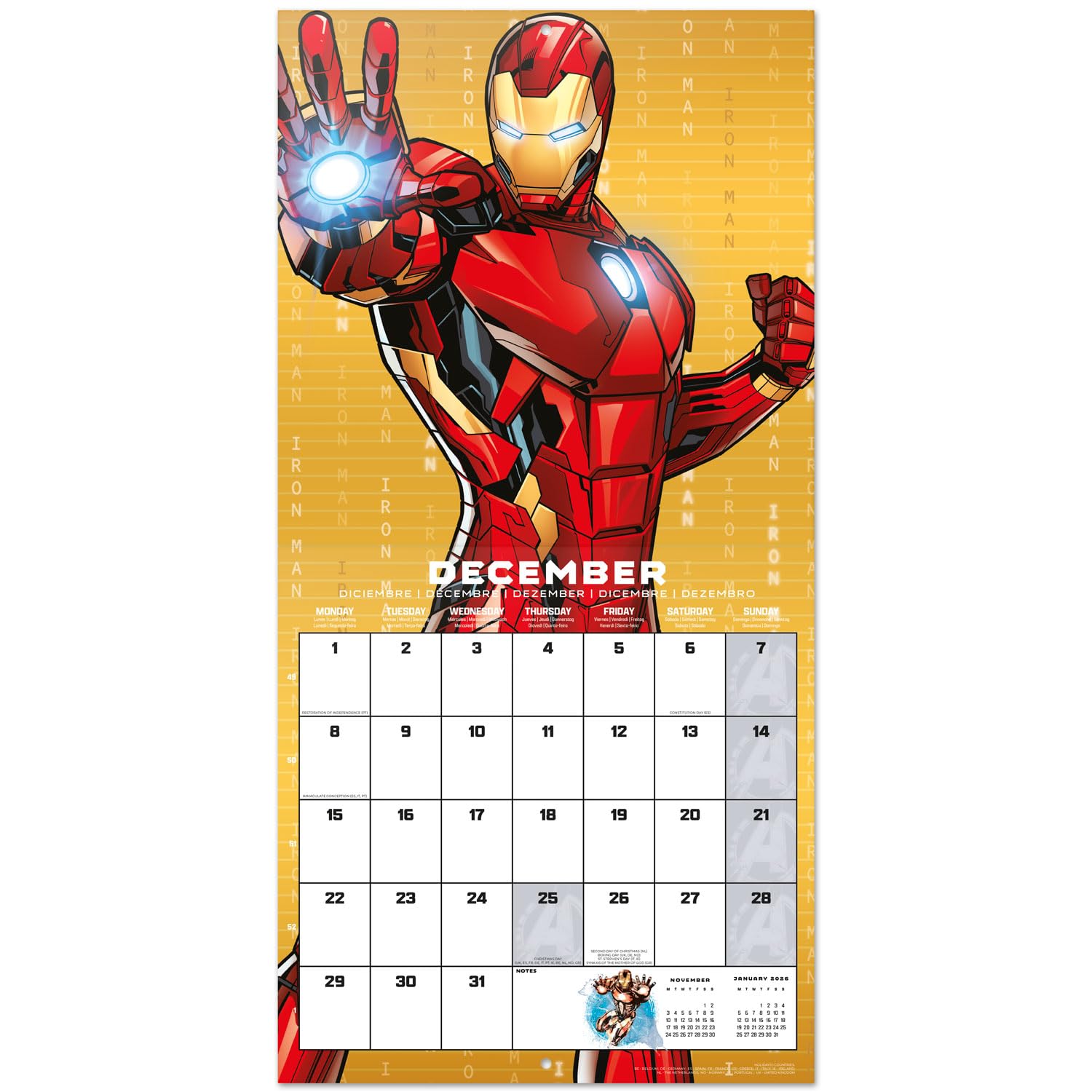 Marvel Heroes Villains Marvel Heroes & Villains 2026 Wall Calendar - Deluxe 12x12 Inch Calendar With 100 Stickers Marvel Gifts