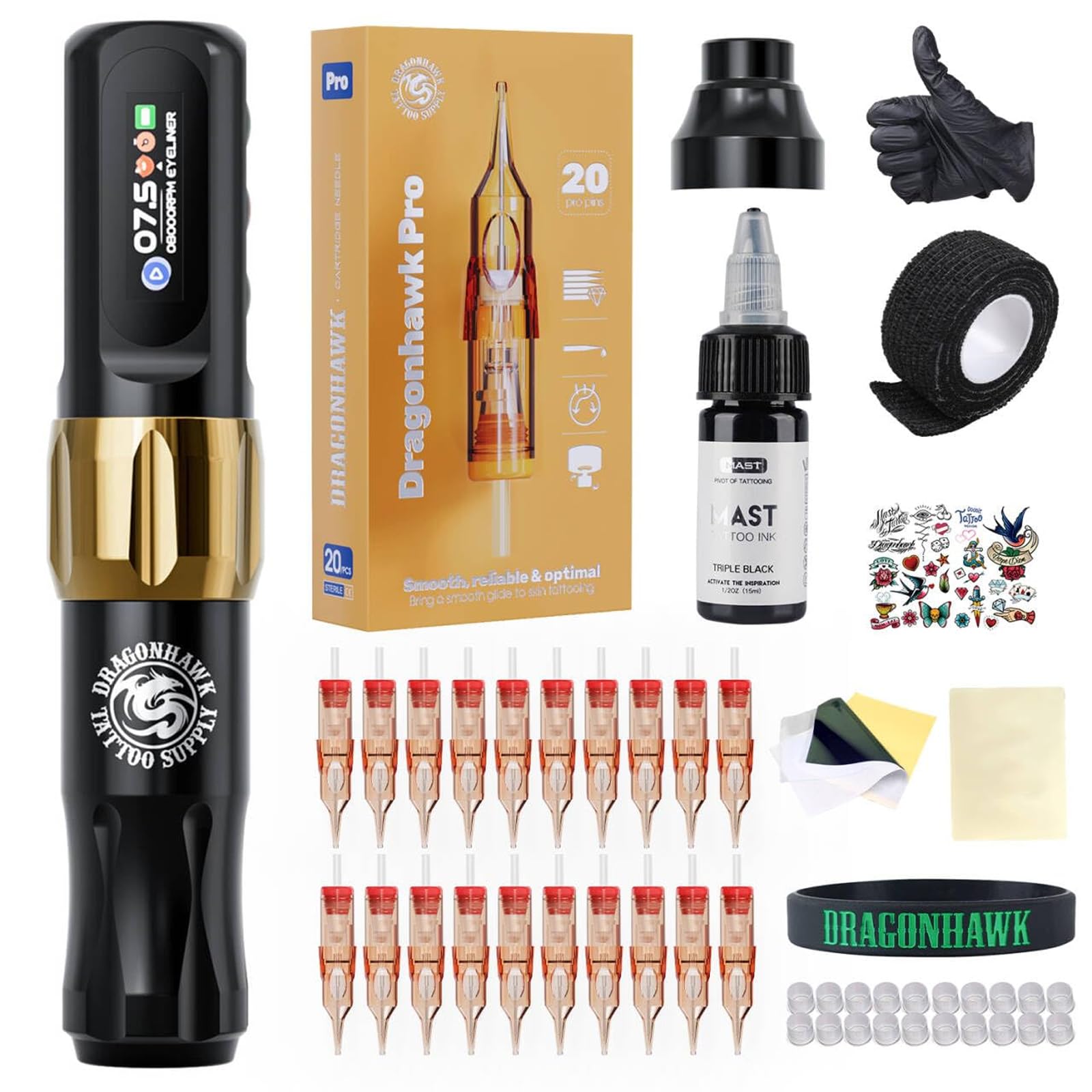 Amazon.com: Dragonhawk Atom2 Tattoo Kit Wireless Pro Gun Machine