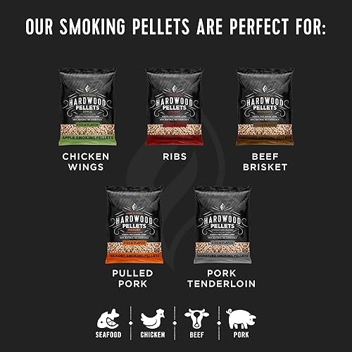 Miniatura 4 de Fire & Flavor Gránulos de madera dura totalmente naturales de primera calidad para ahumadores y parrillas de pellets, pellets de madera 100% natural