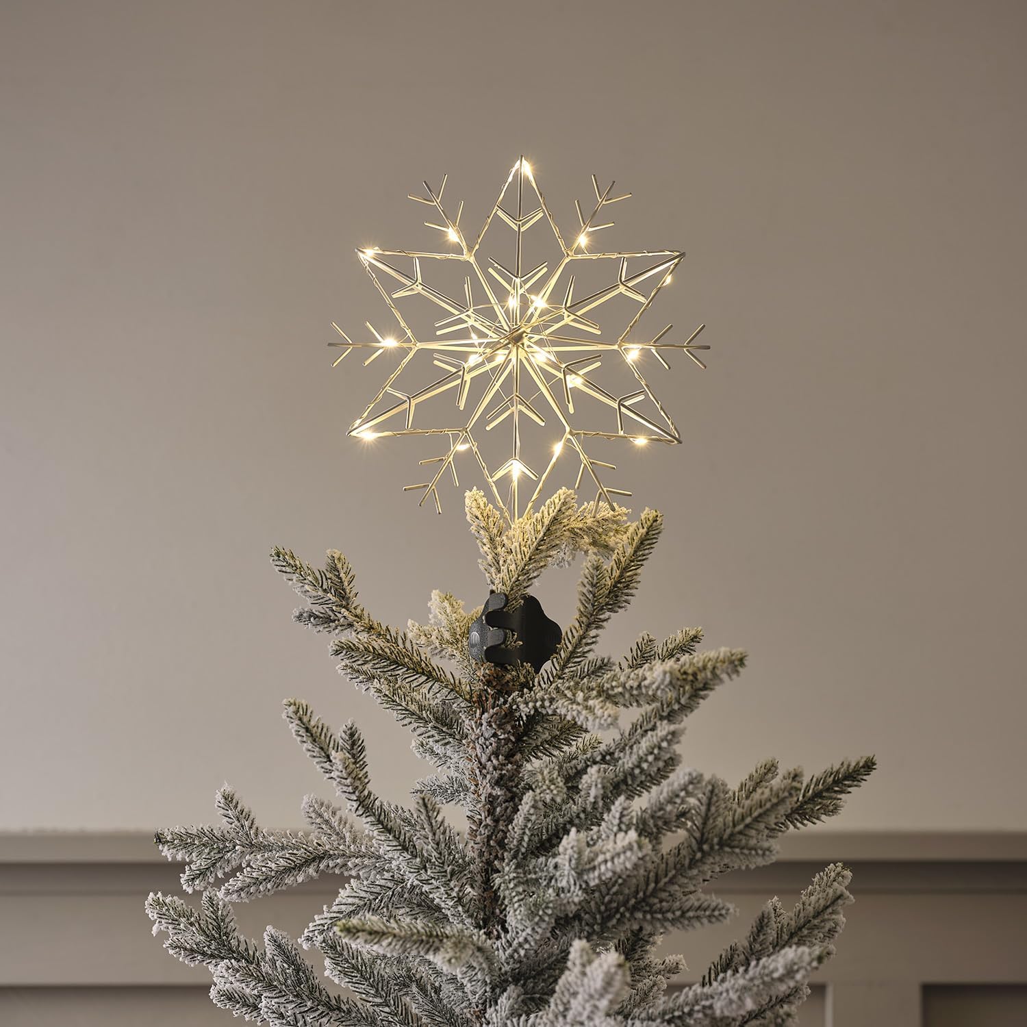 Lights4fun 30 cm Micro LED Snowflakes Christmas Tree Topper Christmas