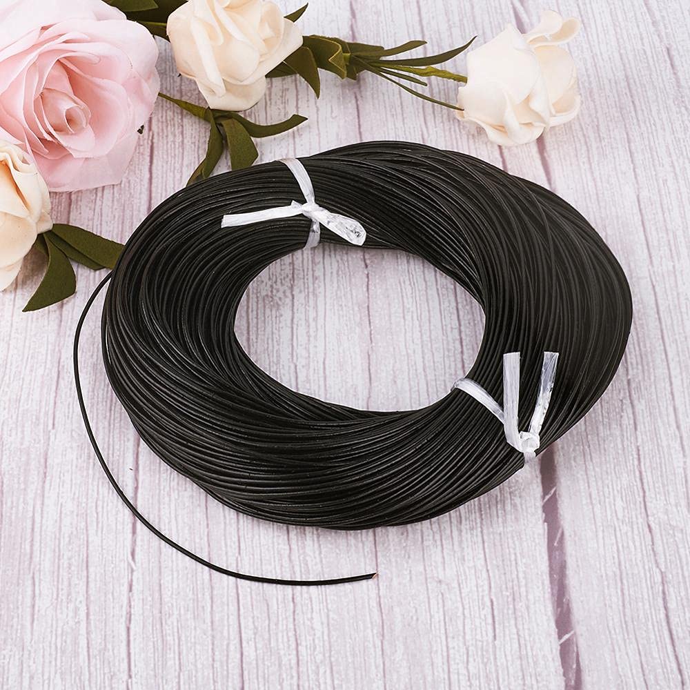 Cordón de cuero vacuno de 100 m, 1/1,5/2 mm, cuerda de joyería de cuero, cuerda de joyería, bricolaje, collares, pulseras, redondo, negro