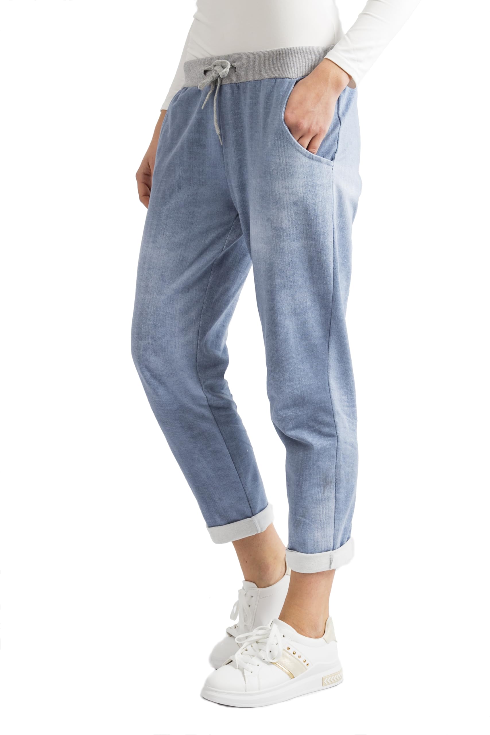 Damen Jogginghose, Bequeme Sweatpants im Boyfriend-Style, Weiche Baumwollmischung, Größen 36 bis 46 Freizeit und Sporthose