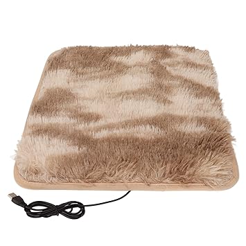 Dog Heating Pad, Waterproof Portable Professional Flannel 28? Constant Temperature Cat Warm Bed Mat for Camping for Car (Brown and Gray)