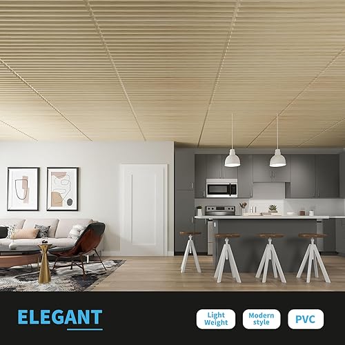 Miniatura 10 de Art3d Azulejos de techo caídos de 2 x 4 pies en blanco, paneles de pared 3D de diseño semicilindro de 12 hojas para decoración de pared interior, 24