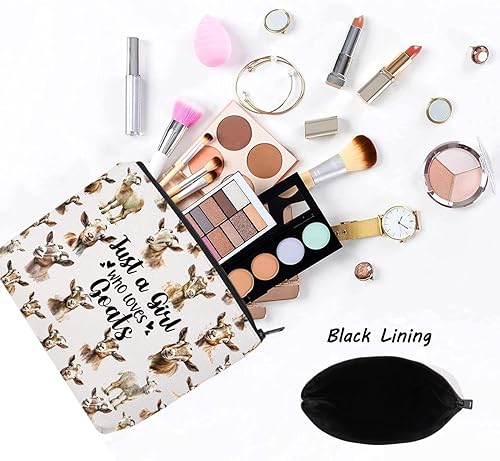 Miniatura 3 de LEVLO Bolsa cosmética divertida de cabra regalo para amantes de los animales, solo una chica que ama las cabras, bolsa de maquillaje con cremallera,