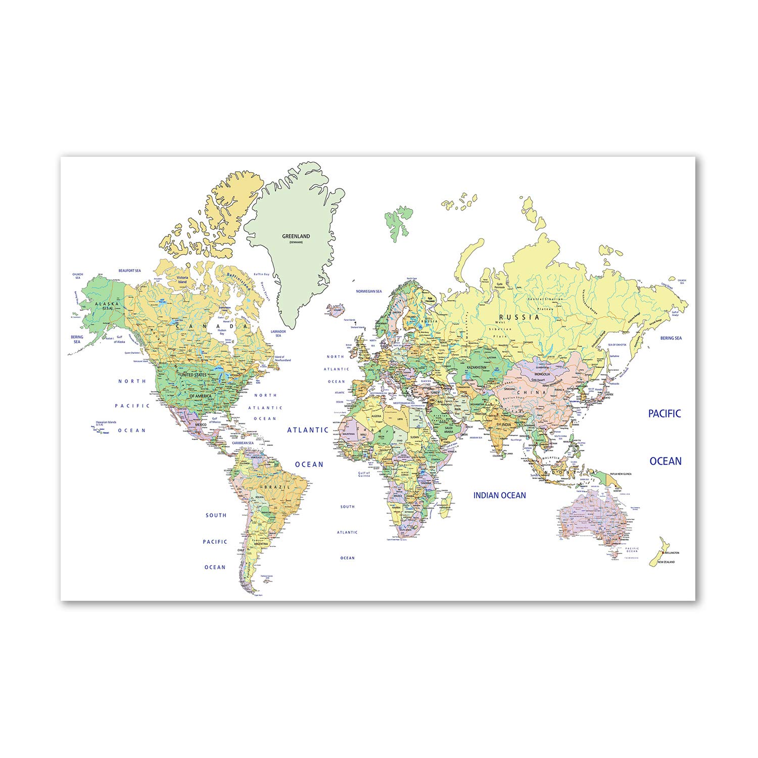 Image verre plastique carte du monde pour salon contemporain et bureau