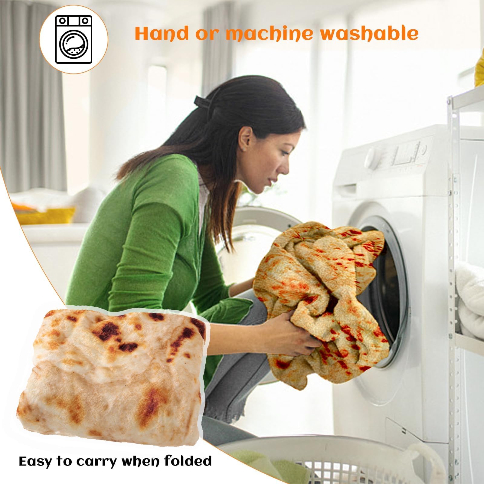 Manta de Tortilla de Franela 150 * 150cm, Manta de Burrito de Tortilla de, Adecuada para Niños, Familia, Mascotas, Regalo, Suave y Cómoda para Mantener El Calor