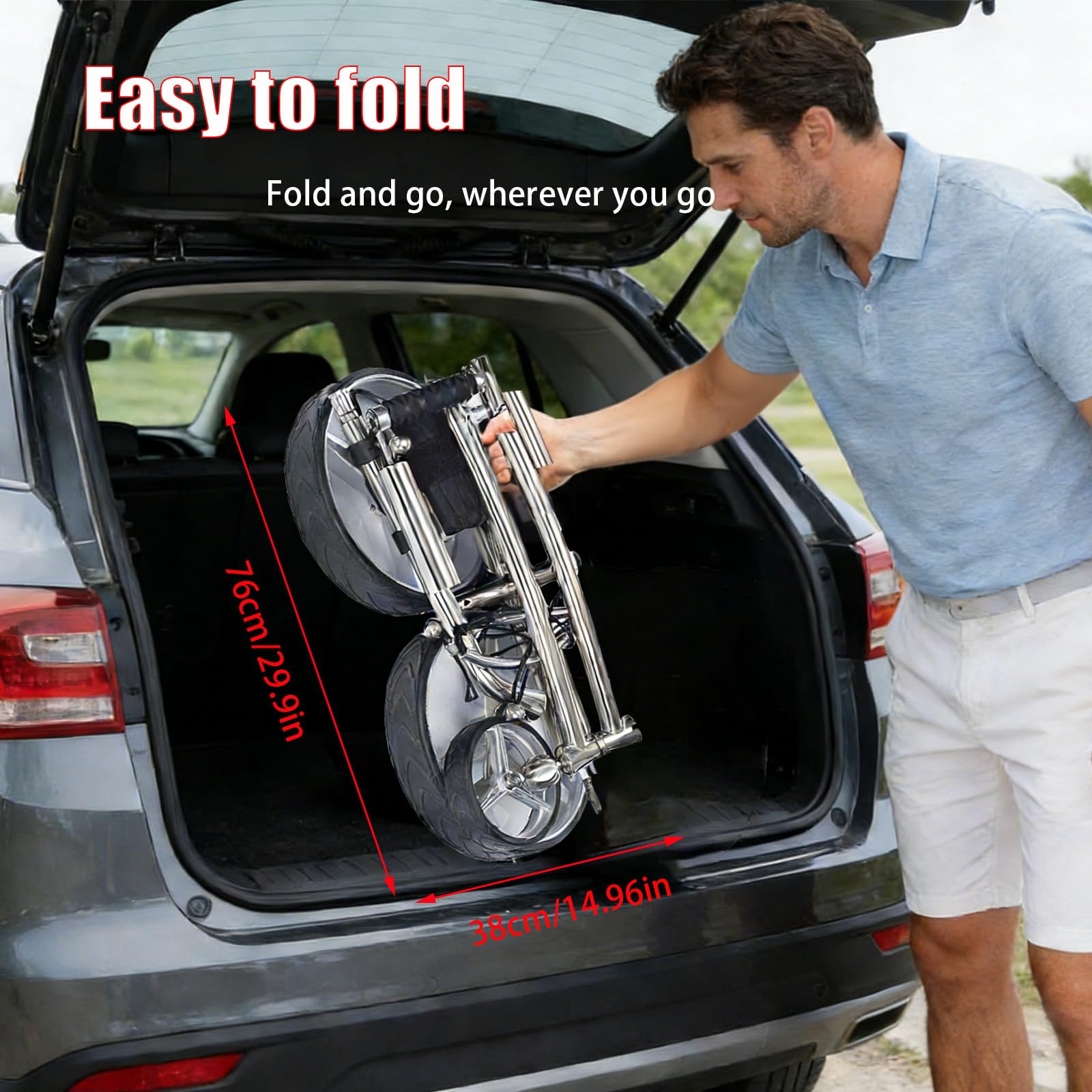 Carrito Eléctrico para Bolsa de Golf, Autonomía 20km, Mando, 3 Ruedas, Plegable y Manejable - La Solución para Golf Sin Fatiga