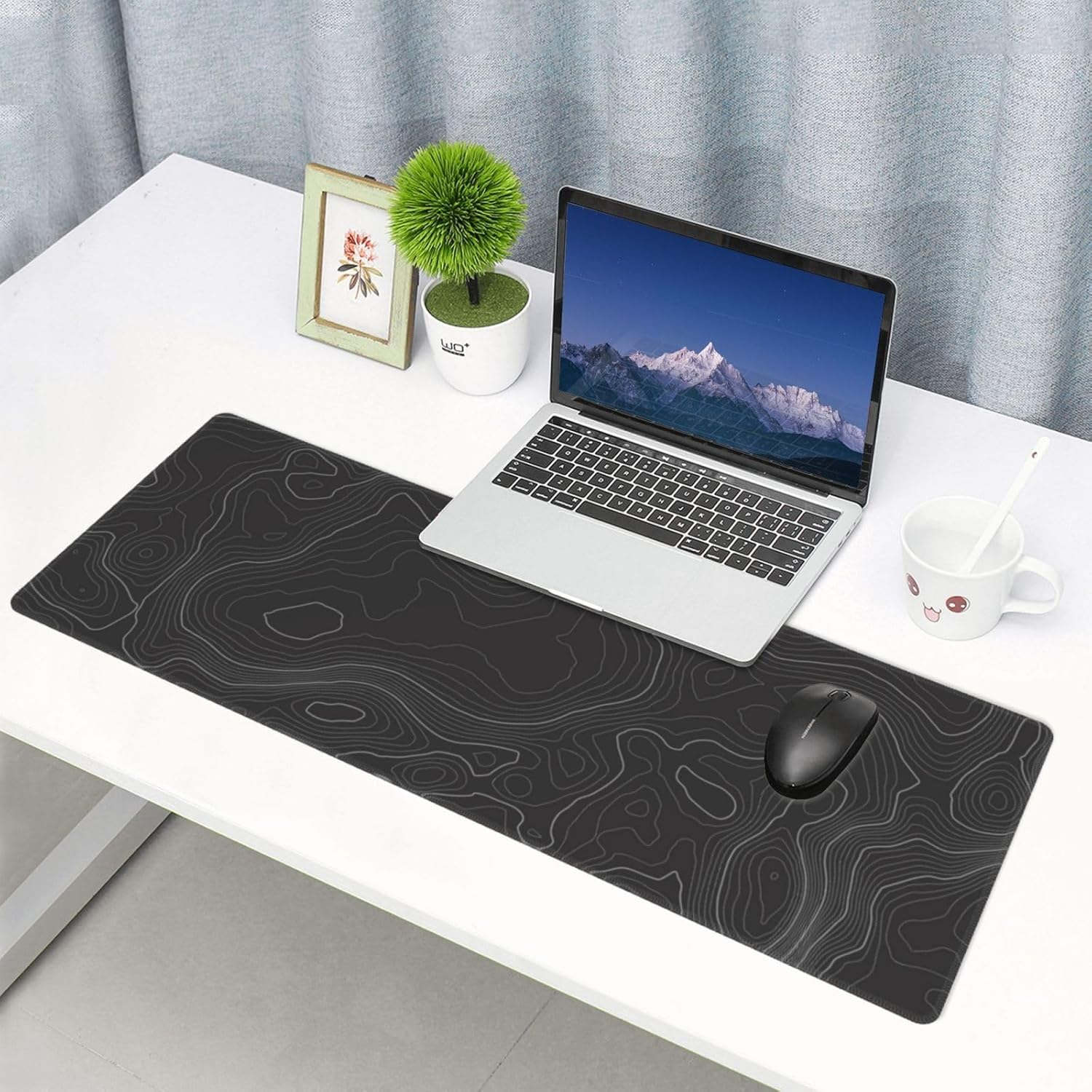 Topographic Contour Extended Big Mouse Pad Large,Gaming Mouse Pad Desk Pad,31.5×11.8 Inch Long Computer Keyboard Mouse Mat Mousepad with 3mm Non-Slip Base and Stitched Edge for Gaming and Office - Image 6