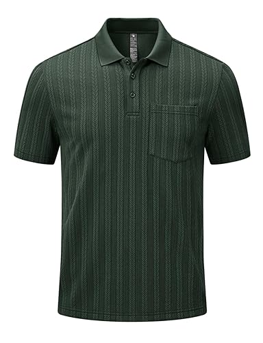 Rdruko Mens Polo Shirts Knit Summer Short Sleeve Textured Casual