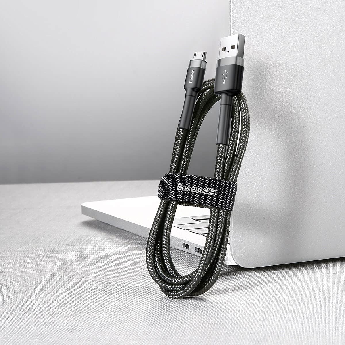 Baseus Cafule Serisi, Şarj & Data Aktarım Kablosu, Gri – Siyah, 1 m, 2.4 A, USB Type A & Micro USB