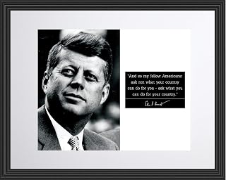 John F Kennedy JFK - And so my fellow Americans: ask not what your country (11x14 Framed) | (Photo Picture Poster Framed) | US President Portrait Famous Inspirational Motivational Quotes