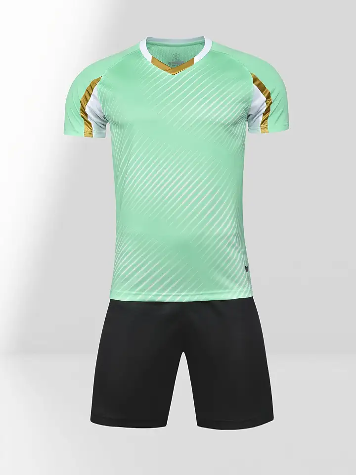 Conjunto de 2 peças de jérsei e shorts esportivos respiráveis, uniforme de futebol e uniforme de treinamento de equipe esportiva de secagem rápida, esportes em equipe
