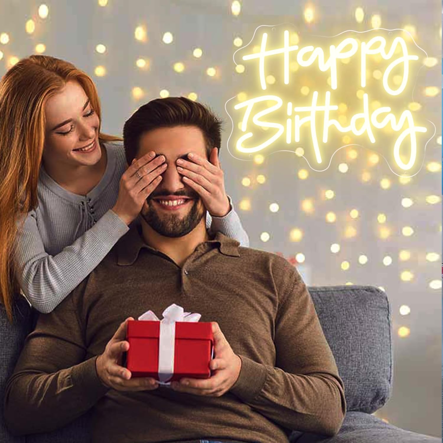 Happy Birthday Neon Sign, Warm White, USB Power