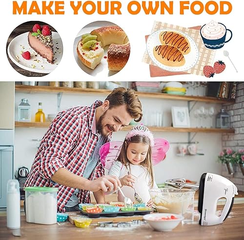 Miniatura 7 de Batidora de mano eléctrica  Batidora de mano de 7 velocidades ajustables de 180 W con 5 accesorios de acero inoxidable, Turbo BoostVelocidad de