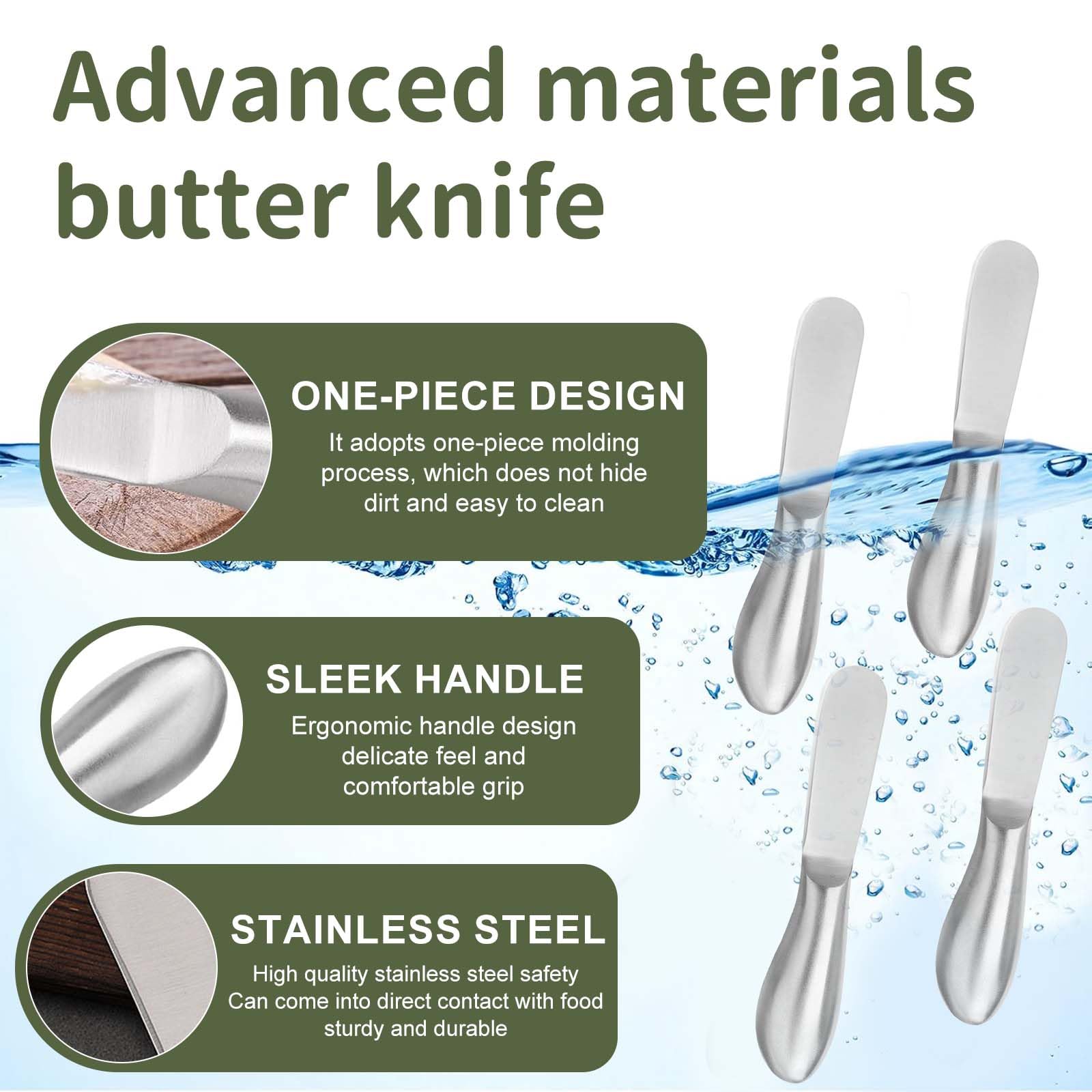 4 Piezas Cuchillo Mantequilla de Acero Inoxidable Pequeños Cuchillo Untar 13.5 x 2.5 cm Untadores de Mantequilla Untador de Mantequilla para Esparcir Queso Mermelada Pan Crema (Plata)