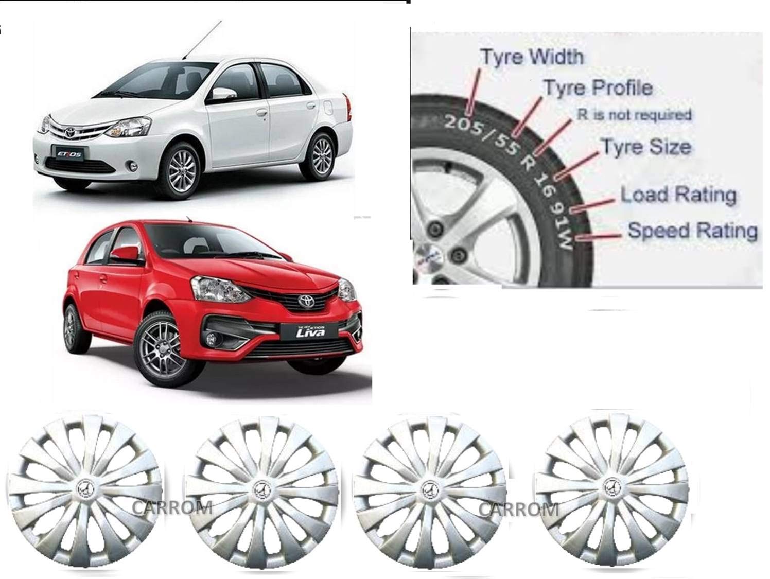 Carrom Wheel Cap Wheel Cover Hubcap Original Design Compatible For