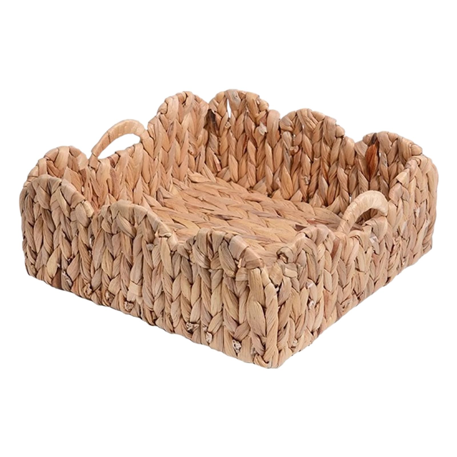 Handwoven Water Hyacinth Storage Basket with Lace Trim Designs Natural Rattan Styles for Home Organization Decorative Storage Basket